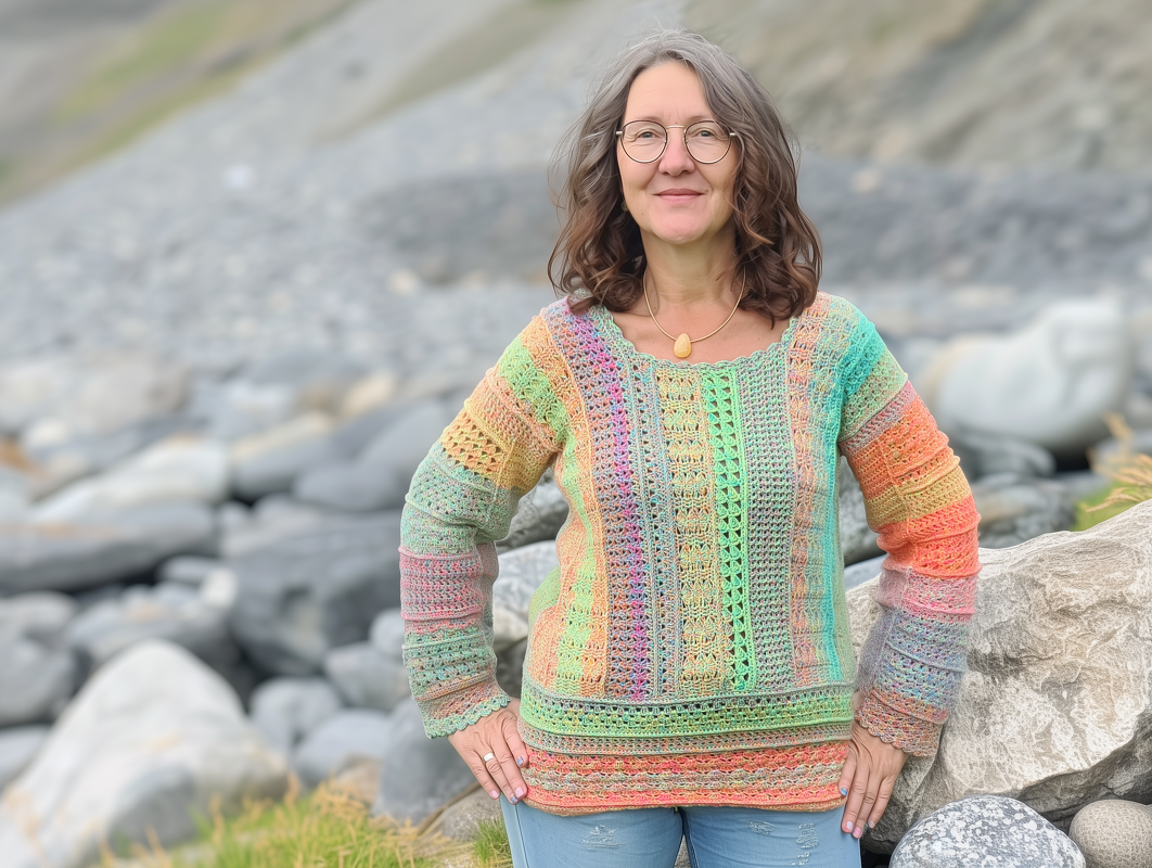 Frauhohmanns "Würfelpulli No. 2 - QuerLäufer" - von Arm zu Arm, ohne Naht - Bild 12