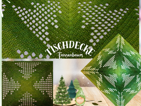 Häkelanleitung für eine Filet-Häkel-Tischdecke "Tannenbaum"