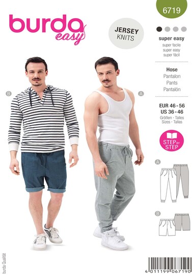 burda Schnittmuster Herren Jogginghose  #6719A Gr. 46-56