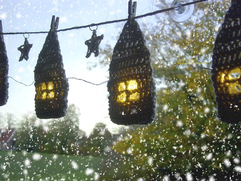 Häuser häkeln, "GIRLANDE NORDIC", Lichthäuser, LED beleuchtbar