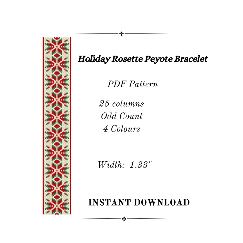 Holiday Rosette Peyote Stitch Bracelet