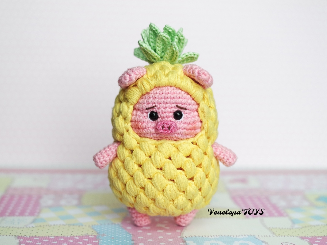 Amigurumi Pineapple Piglet Plush Toy - Image 4