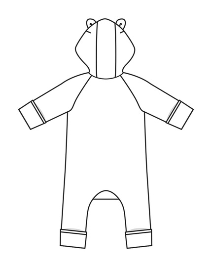 burda Schnittmuster Babys Strampler mit Kapuze 01/2022 #5A Gr. 56-98