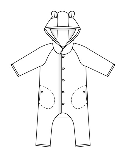 burda Schnittmuster Babys Strampler mit Kapuze 01/2022 #5A Gr. 56-98