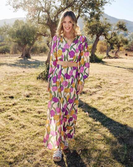 burda Schnittmuster Maxikleid mit Puffärmeln 04/24 #105 Gr. 36-48