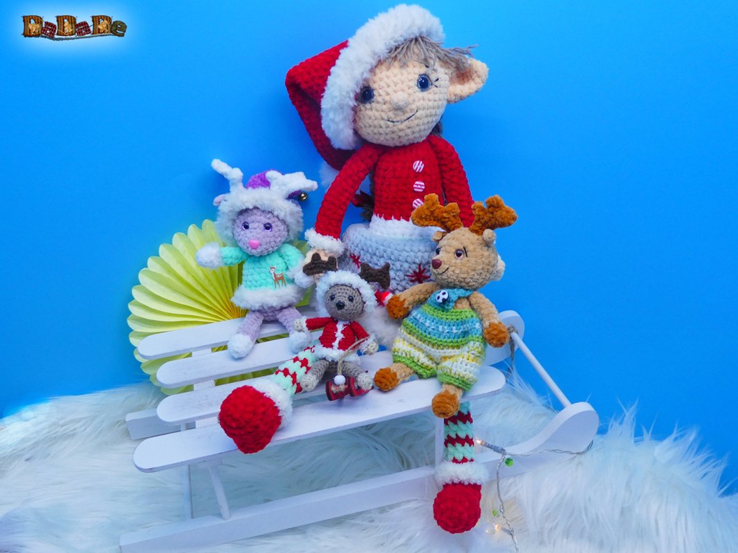 Wichtelm&auml;dchen Finchen und Rentier Tiggy, H&auml;kelanleitung von DaDaDe