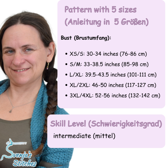 Häkelanleitung für einen Ärmelschal |  5 Größen: XS- 4XL