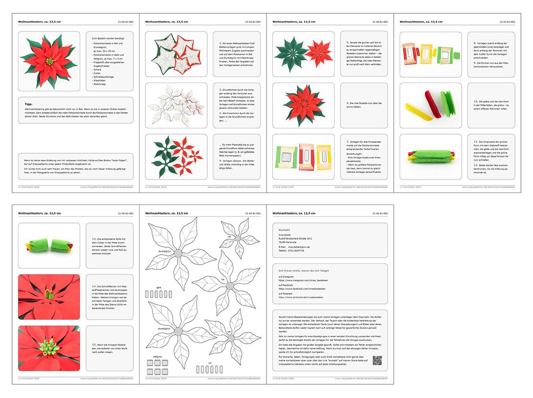 Weihnachtsstern aus Fotokarton – Bastelanleitung und Vorlagen