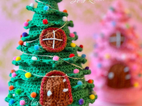 Häkelanleitung Wichtelhaus – Weihnachtsdeko Tannenbaum Häuschen mit Lichter