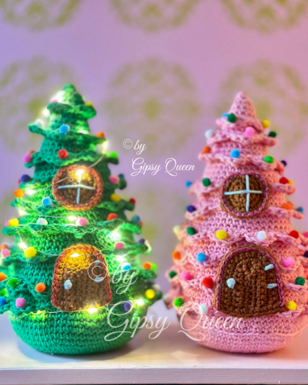 Häkelanleitung Wichtelhaus – Weihnachtsdeko Tannenbaum Häuschen mit Lichter