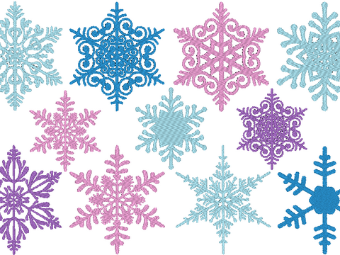 Stickdatei - 8 Schneeflocken in je 5 Größen