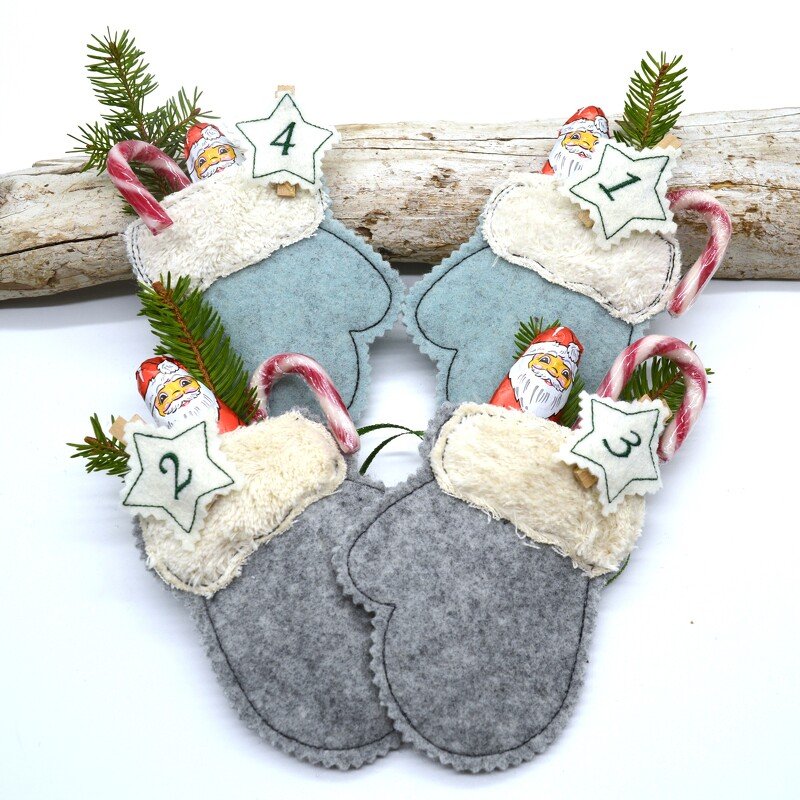 Stickdatei Handschuhe zum Befüllen als Wunscherfüller oder als Adventskalen - Bild 4