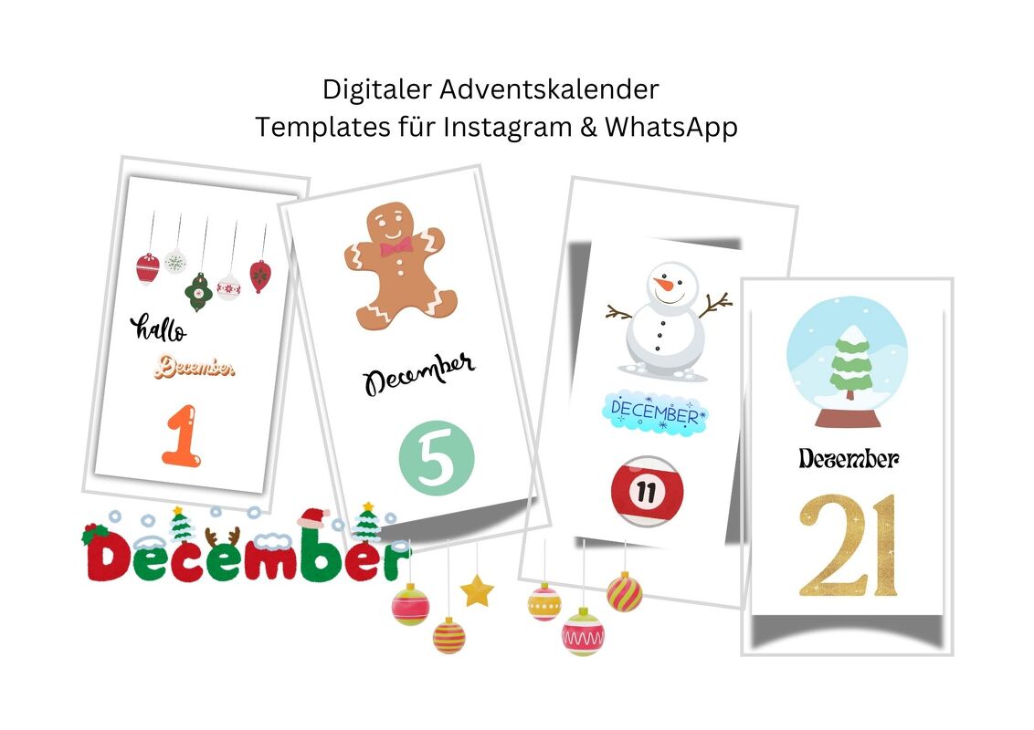 Digitaler Adventskalender Story Template für social media 24 fertig