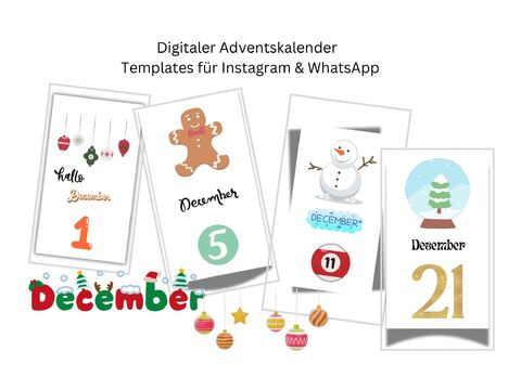 Digitaler Adventskalender Story Template für social media 24 fertig