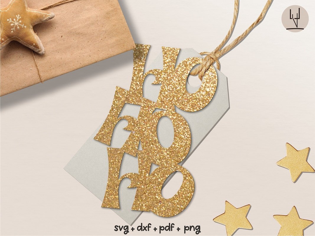 Plotterdatei HO HO HO  Geschenkanhänger - Handlettered svg dxf png PDF