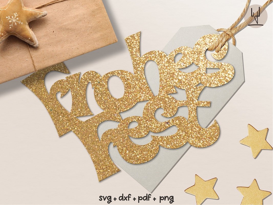Plotterdatei Frohes FEST Geschenkanhänger - Handlettered svg dxf png PDF