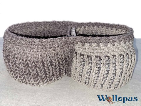 Zwillingskörbchen Domi, tunesisch gehäkelt