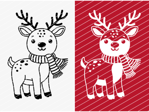 Plotterdatei Rentier / Reh Winter Weihnachten - 2 Varianten SVG PNG DXF PDF