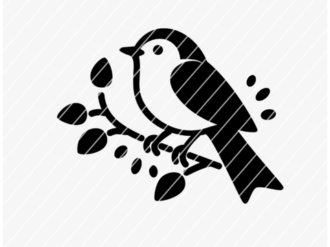 Cutting File Minimalist Bird on Branch SVG DXF PNG PDF