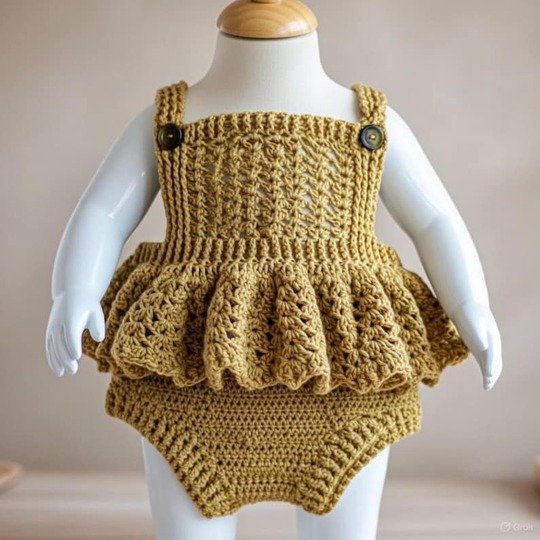 Crochet baby jumpsuit dress pattern