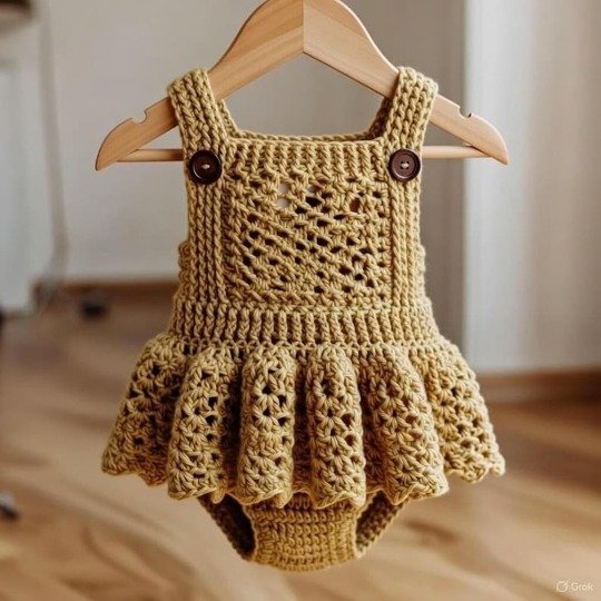 Crochet baby jumpsuit dress pattern