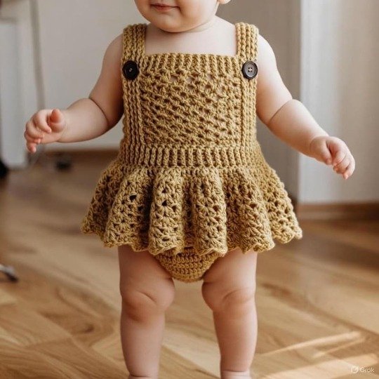 Häkelanleitung für Baby-Jumpsuit-Kleid-Muster