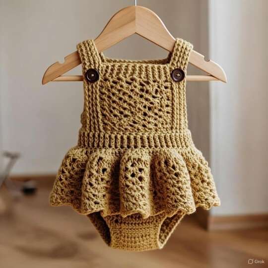 Häkelanleitung für Baby-Jumpsuit-Kleid-Muster