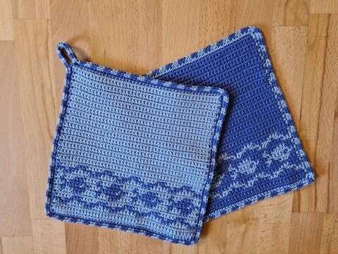 Häkelanleitung Topflappen "vier Fische"