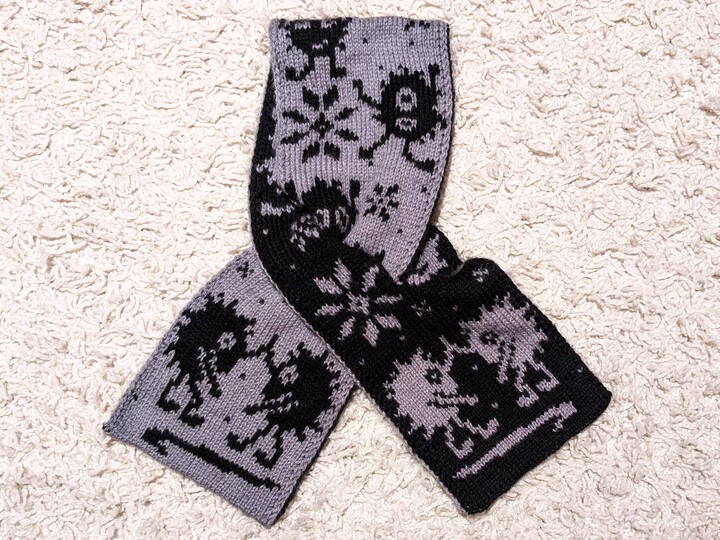 Scarf "Monster Parade" - Double knitting pattern
