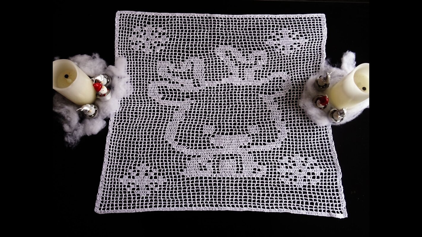 Tischdecke Rentier häkeln / Filethäkeln - Bild 2