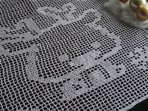 Tischdecke Rentier häkeln / Filethäkeln