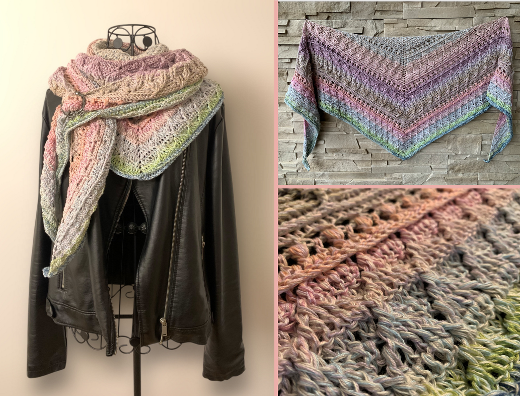 Crochet Pattern Flat Triangular Scarf "Naia"