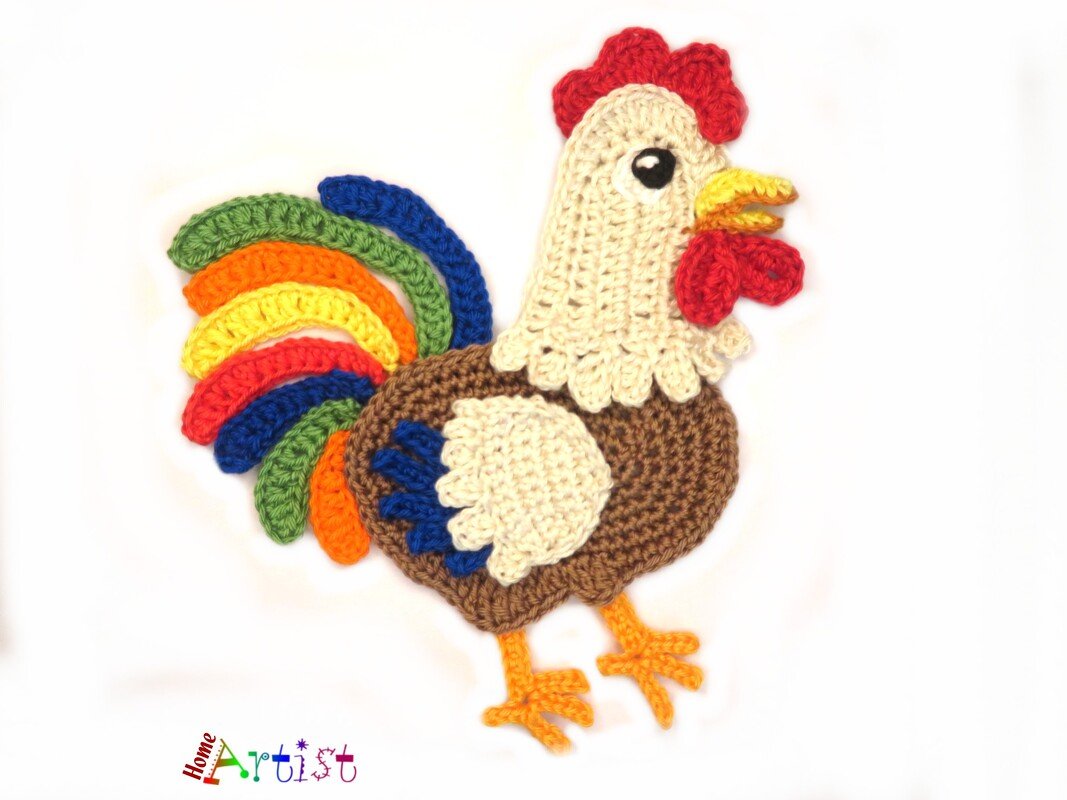 Rooster crochet pattern applique - Image 2