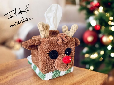 Häkelanleitung Taschentuchbox Elch mit Tasche
