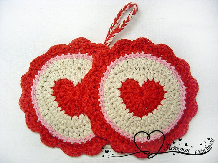 NORDIC HERZPUR, Topfgreifer häkeln inkl. Etiketten, fixe Geschenkidee