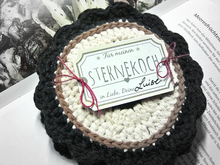 NORDIC HERZPUR, Topfgreifer häkeln inkl. Etiketten, fixe Geschenkidee