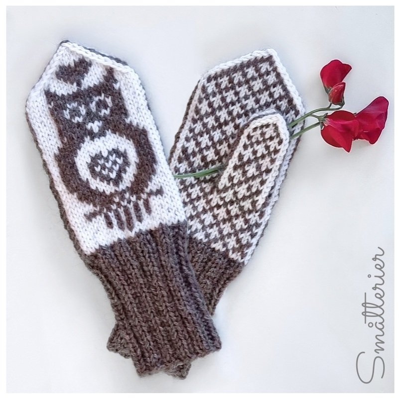 PATTERN: Owl Mittens (3-5 &amp; 6-8 years)