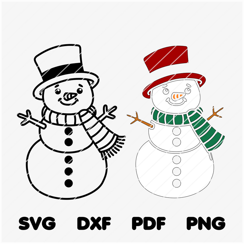 Plotterdatei Schneemann mit Schal und Mütze Weihnachten SVG PNG DXF PDF