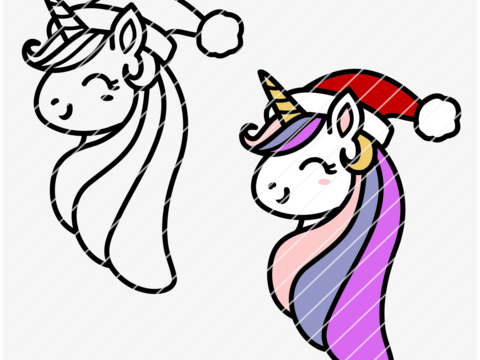 Plotterdatei Einhorn mit weihnachtsmütze Winter Weihnachten SVG PNG DXF PDF
