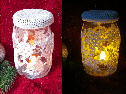 Häkelanleitung Schneeflockenglas