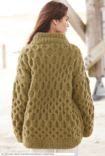 Jacke mit Wabenmuster in hellem Oliv