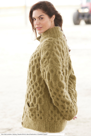 Jacke mit Wabenmuster in hellem Oliv