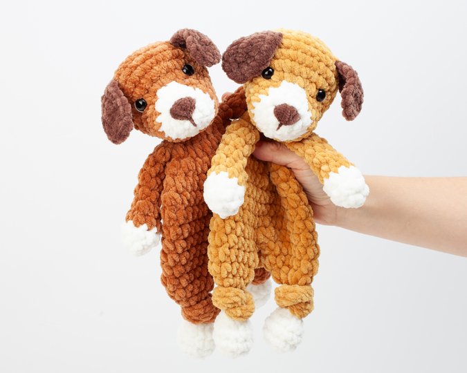 Crochet Puppy snuggler pattern, Dog knotted lovey crochet pattern