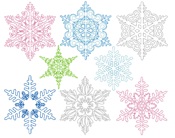 Stickdatei - 8 Schneeflocken Linie 10 Größen - Bild 7