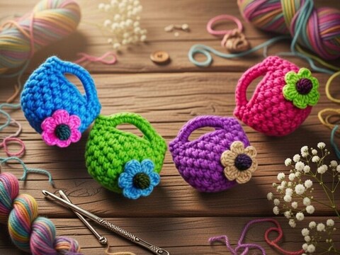 Crochet Mini Bag Keychain Pattern + English Video Tutorial