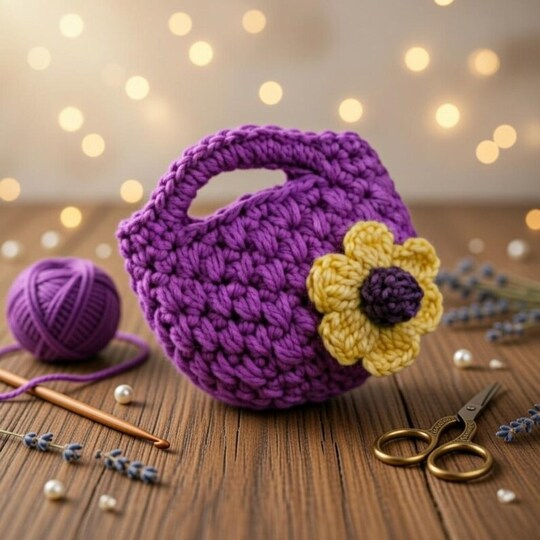 Crochet Mini Bag Keychain Pattern + English Video Tutorial