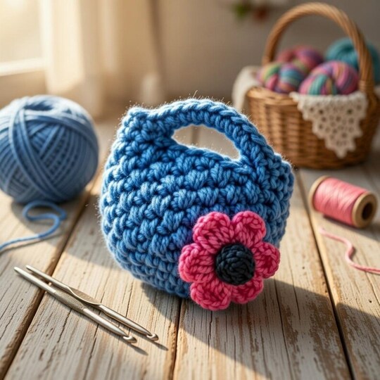 Crochet Mini Bag Keychain Pattern + English Video Tutorial