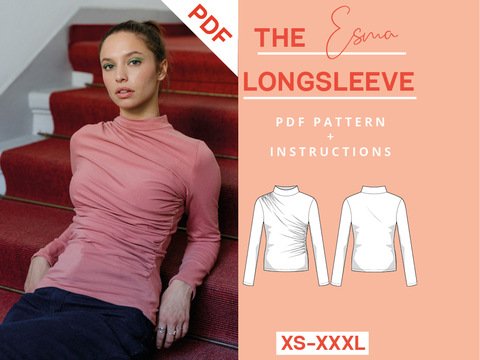Langarmshirt Schnittmuster Esma Damen XS-XXXL Jersey Schnittmuster