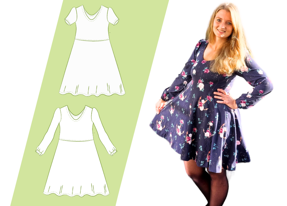 Schnittmuster und Nähanleitung Damen Jerseykleid Lora