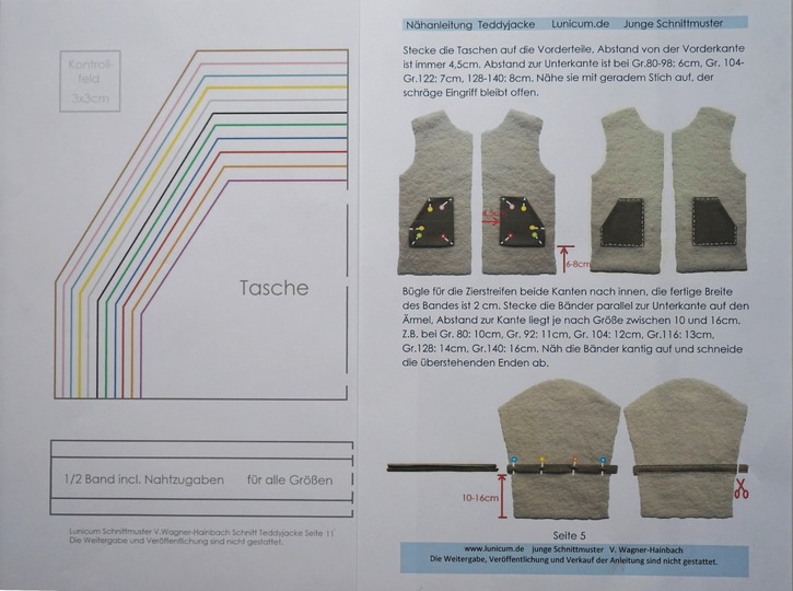 Schnitt + Anleitung gefütterte Teddyjacke Gr.80-140